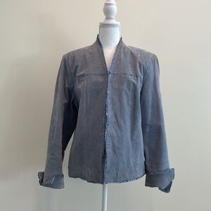 New Directions Light Blue Leather Collarless Blazer/Coat. Petite XL